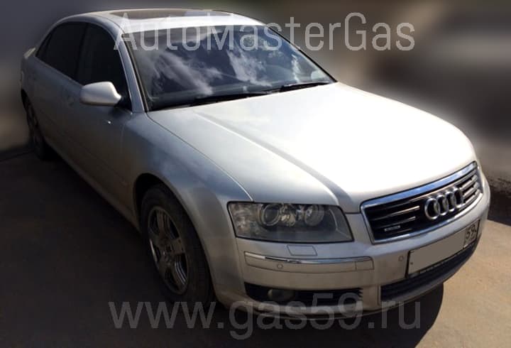 Установка ГБО на Audi A8 4.2, ГБО 4 поколения LANDIRENZO (Италия), с тороидальным баллоном на 53 литра.